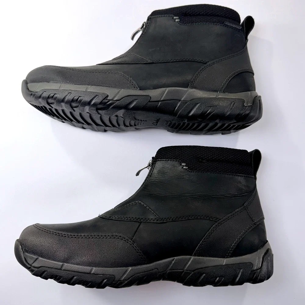Clarks Grove Zip ll Boots Mens 8W Black Leather Waterproof Ankle Outdoor Utility